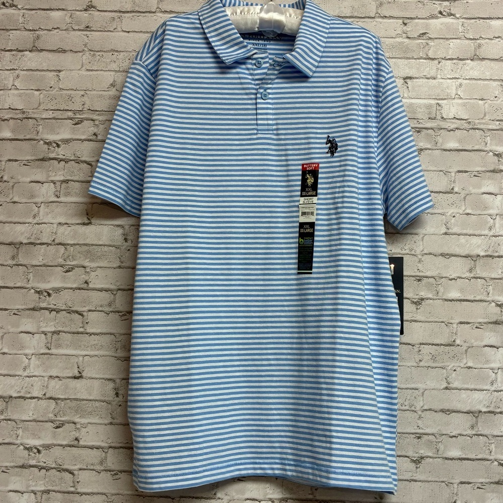 US Polo Boys Striped Jersey Polo Shirt Size XXL (18) New with Tags